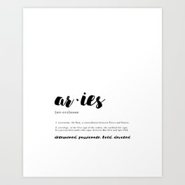Aries - Zodiac Definitions Art Print