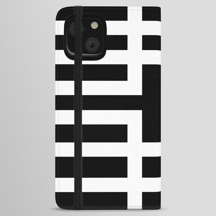 Black and white lines shapes pattern iPhone Wallet Case