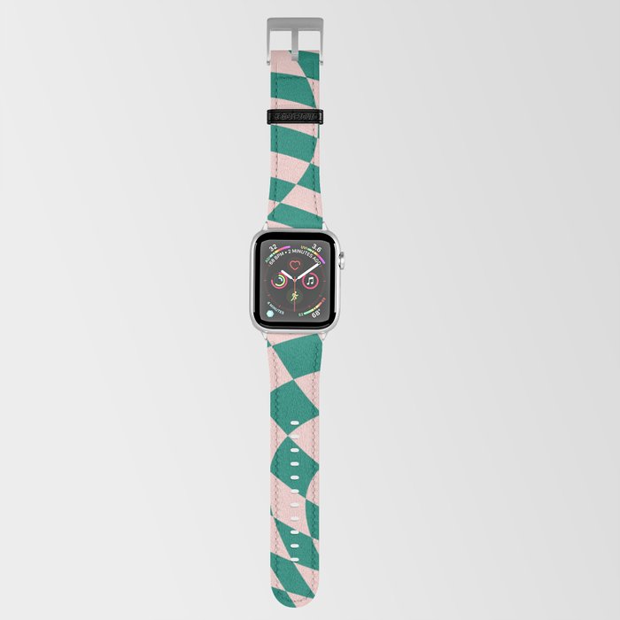 Pink and green swirl checker Apple Watch Band