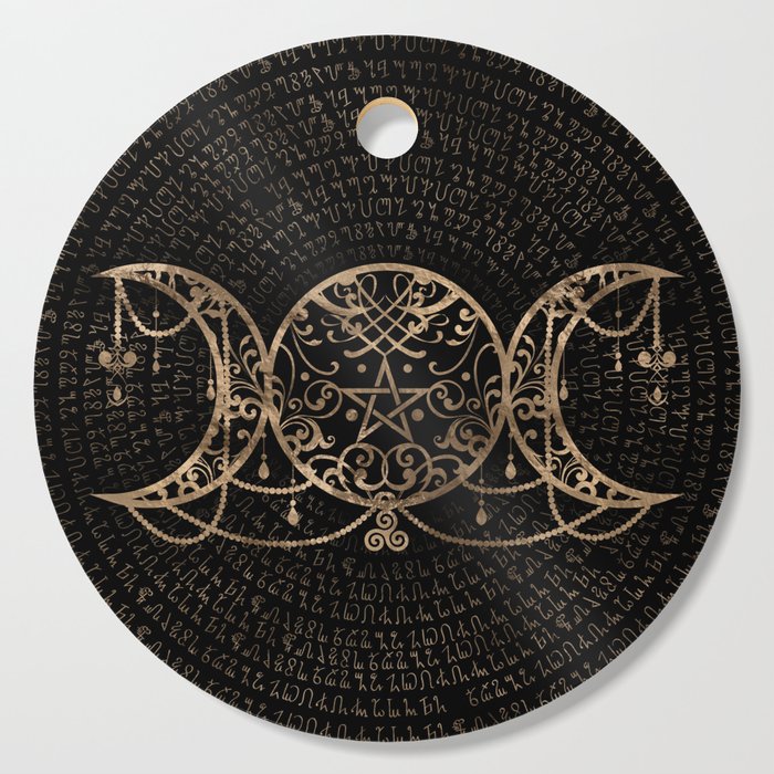 Triple Moon - Triple Goddess Gold and black Cutting Board