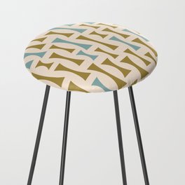 Retro Mid Century Modern Abstract Pattern 626 Blue Olive Green and Beige Counter Stool