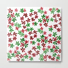 Happy Flowers (Red & Green Palette) Metal Print | Flowers, Flower, Women, Holiday, Kids, Winter, Red, Arrangement, Messypattern, Green 