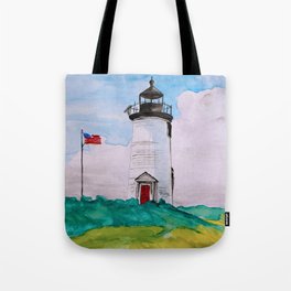 Cape Poge Lighthouse, Martha's Vineyard watercolor Tote Bag