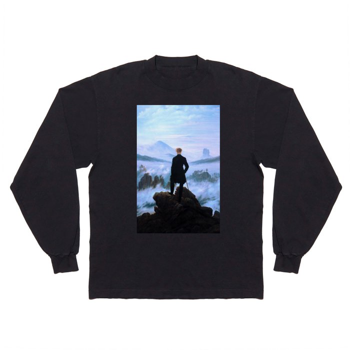 Caspar David Friedrich (German, 1774-1840) - The Wanderer Above the Sea of Fog (Der Wanderer über dem Nebelmeer) - 1818 - Romanticism - Landscape - Oil - Digitally Enhanced Version - Long Sleeve T Shirt