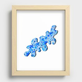 Abstract blue geometric composition in liquid shape with white background Recessed Framed Print