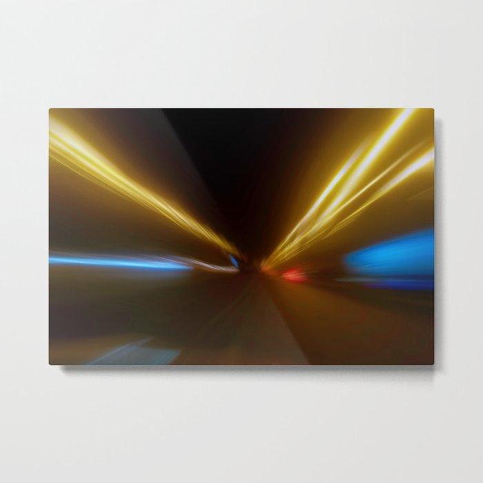 Light Trails in the Dark, Traffic Light Trails, Abstract Traffic Lines Metal Print