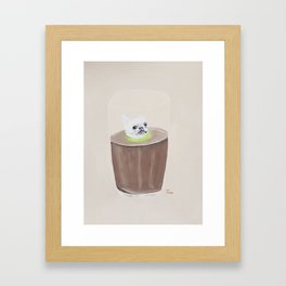 Frenchie in Coffee Framed Art Print