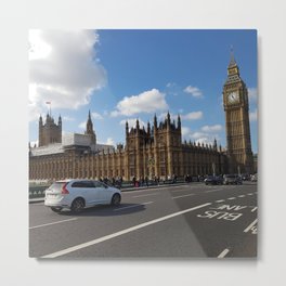 Great Britain Photography - Big Ben By The Road In London Metal Print