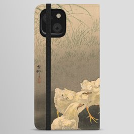 Chicks and a Worm, 1900 by Ohara Koson iPhone Wallet Case