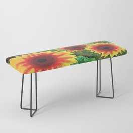 Hand Painted - Abstract Sunflowers Bench