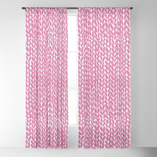Hand Knit Hot Pink Sheer Curtain By Projectm Society6