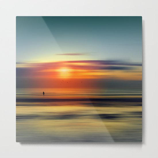 Bright Red - seascape sunset abstract Metal Print