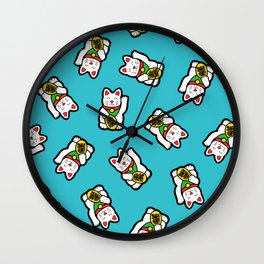 Lucky Cat Pattern Wall Clock | China, Talisman, Kitten, Maneki, Charm, Japan, Cat, Kitty, Chinese, Town 