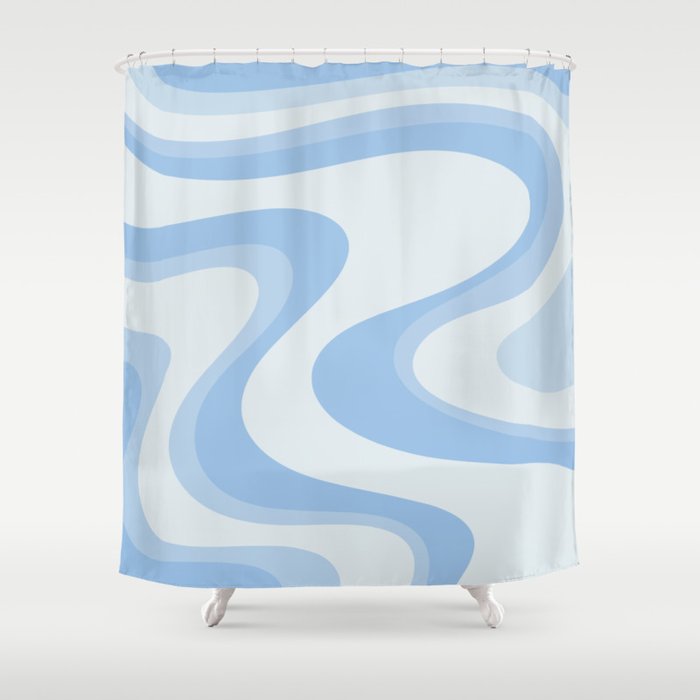 Retro Swirls Powder Blue Abstract Pattern Shower Curtain