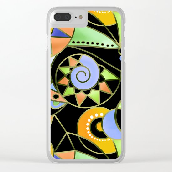 Abstract black green , colorful ornament . Clear iPhone Case