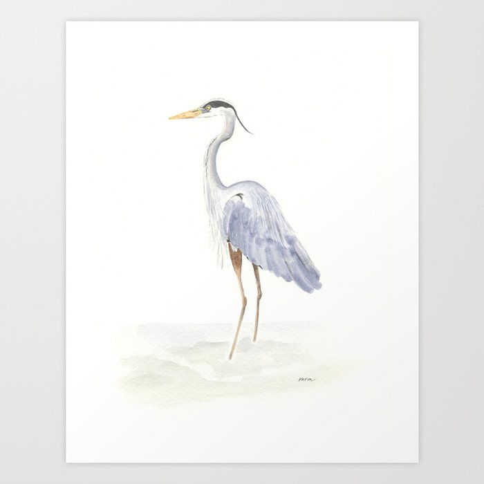 Heron Facing Left Art Print