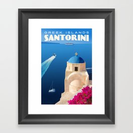 Santorini Travel Poster Framed Art Print