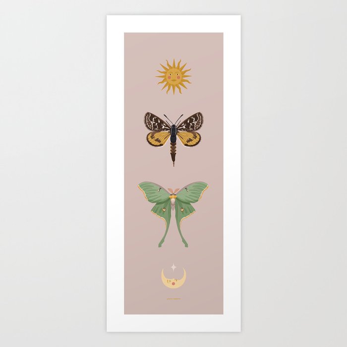 Sun & Moon Moths Art Print