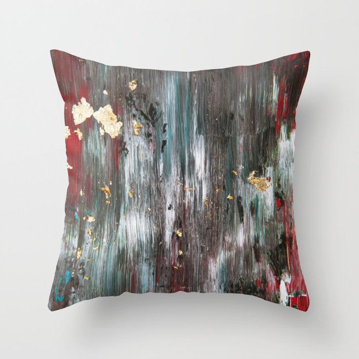 Brush Stroke Abstract Art Black and Red Throw Pillow
