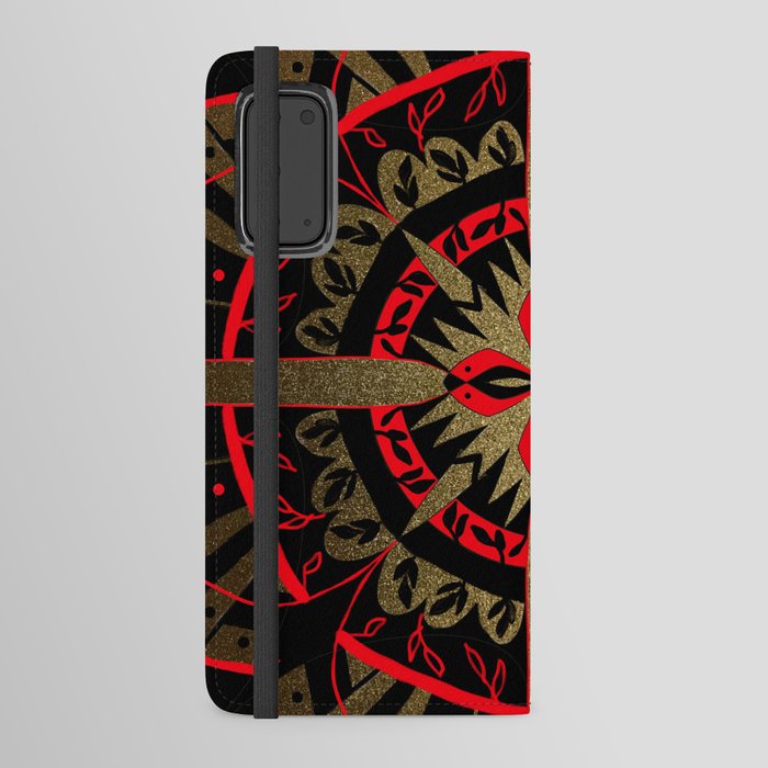 Art Deco Red and Black Bold Mandala Pattern  Android Wallet Case