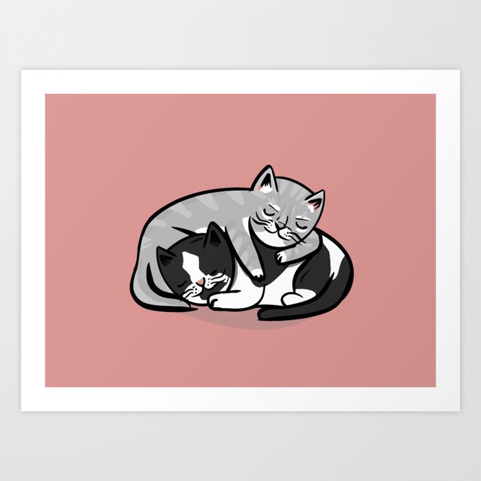 Cuddling Kitties Art Print