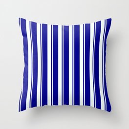[ Thumbnail: Mint Cream and Dark Blue Colored Striped/Lined Pattern Throw Pillow ]