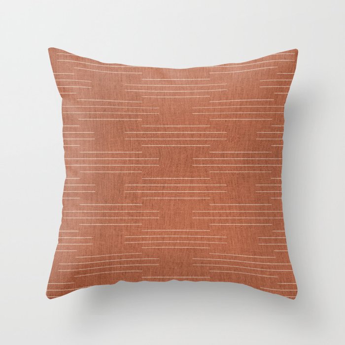 Minimalist, Boho, Line Art in Terracotta Throw Pillow