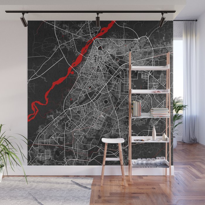 Lahore City Map of Punjab, Pakistan Oriental Wall Mural by deMAP Studio Society6