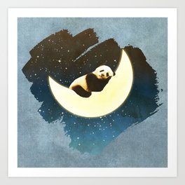 Sleeping Panda on the Moon Art Print