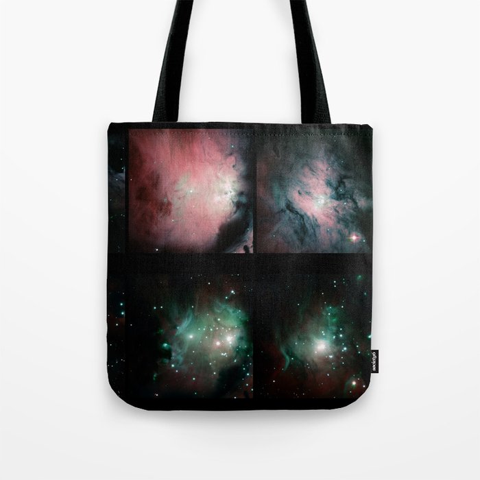 galaxy nebula visible vs infared pink seafoam Tote Bag