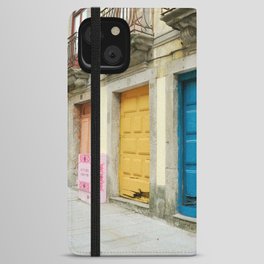 Cyan, Magenta, Yellow | Old colorful wooden doors | Street Photography in Porto, Portugal iPhone Wallet Case
