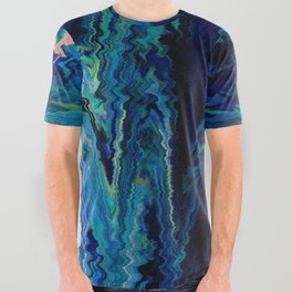 Distorted Blue Pattern Artwork All Over Graphic Tee