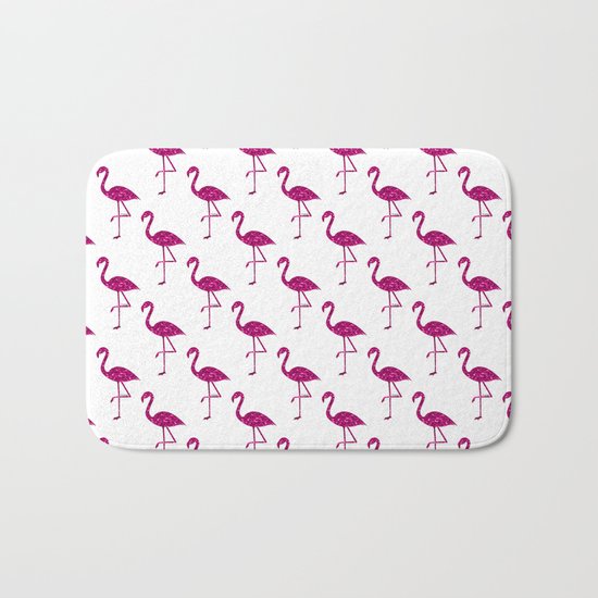 Sparkly flamingo Pink glitter sparkles pattern Bath Mat