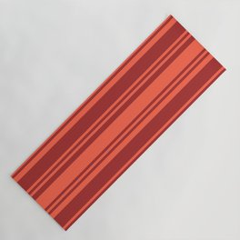 [ Thumbnail: Red and Brown Colored Striped Pattern Yoga Mat ]