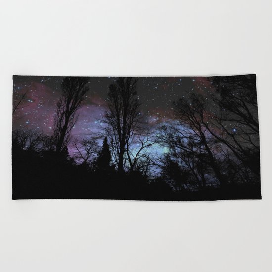Black Trees Dark Space Beach Towel