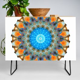 Colorful Blue Aura - Vibrant Mandala Art Credenza