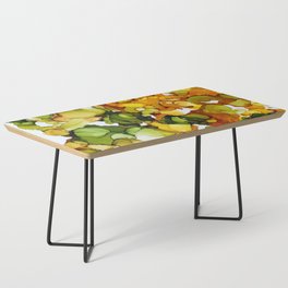 Falling, Abstract Painting in Green, Orange, and Yellow Coffee Table
