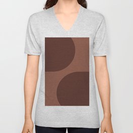 Brown + Tan Mid-Century Modern Arched Figures V Neck T Shirt