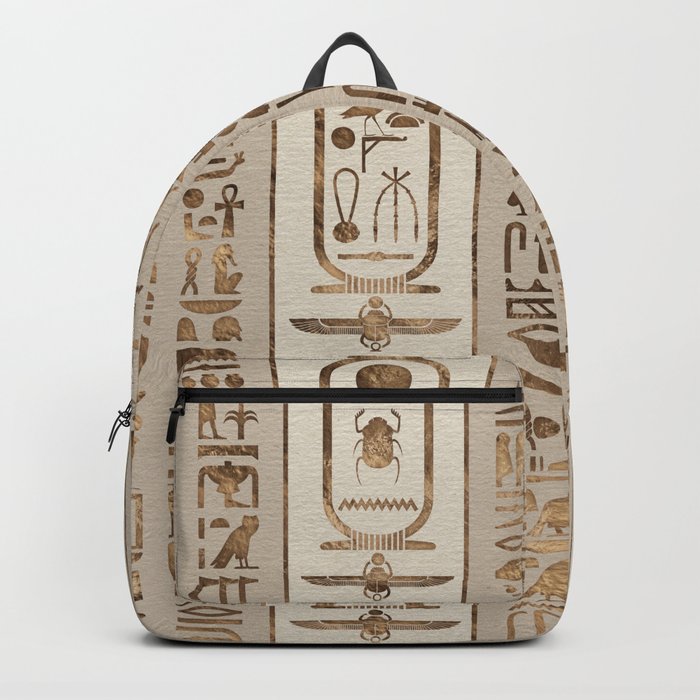 Egyptian hieroglyphs Pastel Gold Backpack