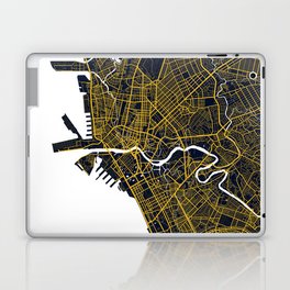 Manila City Map of the Philippines - Gold Art Deco Laptop Skin