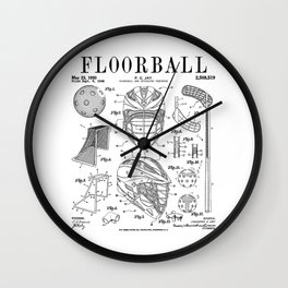 Floorball Player Stick Goalie Sport Vintage Patent Print Wall Clock
