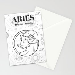 Aries Star Sign (Black and White) Stationery Card