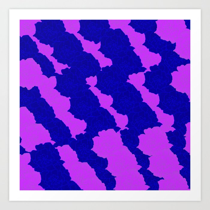 Lavender & Blue Flower Collage Art Print