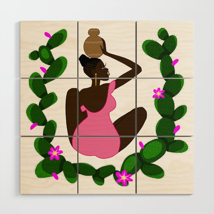 African woman with a vessel Wood Wall Art