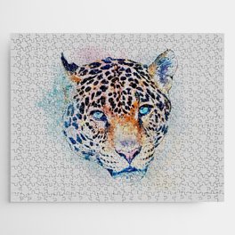 Modern Leopard Portrait Colorful Painting Jigsaw Puzzle