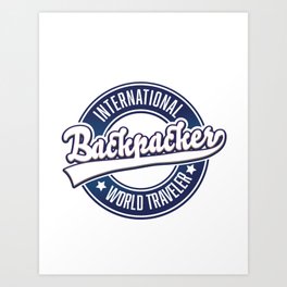 International Backpacker Word Traveler retro logo. Art Print | Vintagestylelogo, Graphicdesign, Backpackerholiday, Retro, Tourist, Lovetotravel, Bluelogo, Camping, Holiday, Classiclogo 