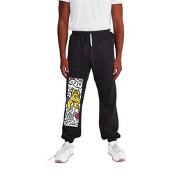 Hand Drawn Graffiti Art With Monsters in Black and White and Color Sweatpants