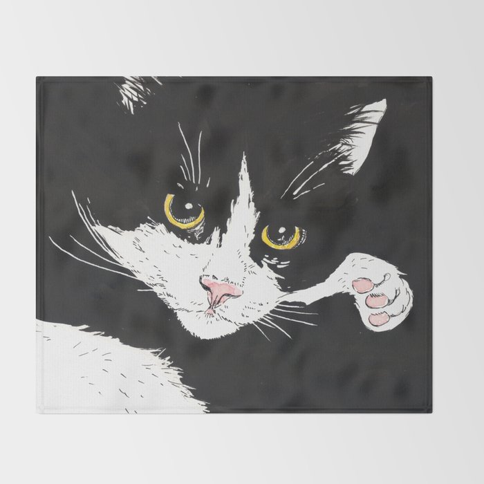 Black And White Cat Throw Blanket By Katerinamitkova Society6