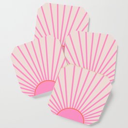 Le Soleil | 01 - Retro Sun Print Pink Aesthetic Preppy Decor Modern Abstract Sunshine Coaster