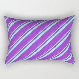[ Thumbnail: Aquamarine & Dark Orchid Colored Striped/Lined Pattern Rectangular Pillow ]